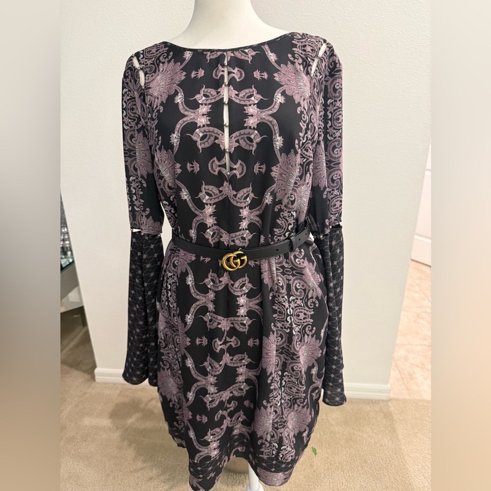 Black and Purple Sleeve Dress